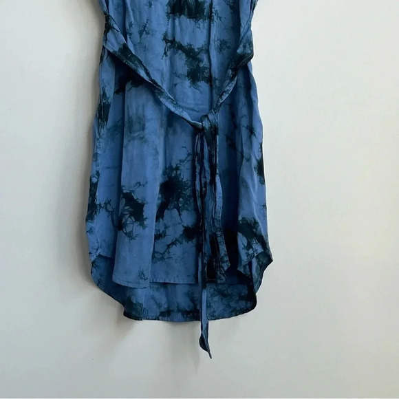 Anthropologie Cloth & Stone Liv Tie-Front Mini Dress tie dye tencel lyocell blue - Picture 6 of 12